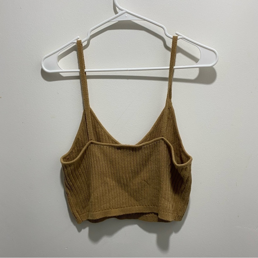 𝅺WILD Fable Tank Sweater Womens XXL Brown Crop Ribbed Knit 🌟 - Picture 4 of 5